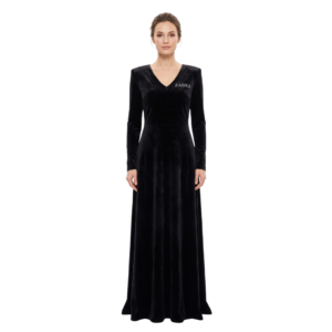 Zabra Black Velvet Maxi Dress Female Large