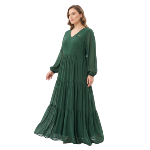 Zabra Green Chiffon Maxi Dress Female Large